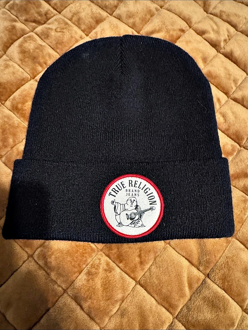 True Religion Logo Patch Beanie Black